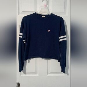 Brandy Melville Blue and White Sporty Crop Top